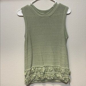 Wonderly Light Celadon Green Knit Top with Fringe small
